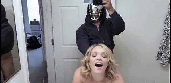  Blonde Stepsister, Katie Kush fucked by Stepbrother in family bathroom with his Halloween costume